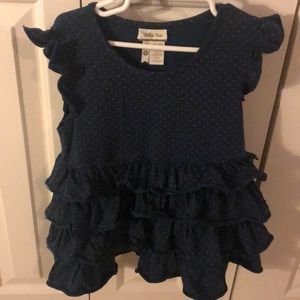 Matilda Jane Navy Ruffle Cap Sleeve Top